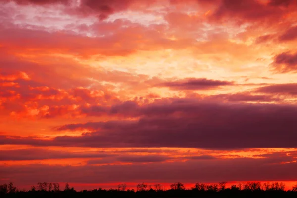 Beautiful view of orange sky with clouds at sunset