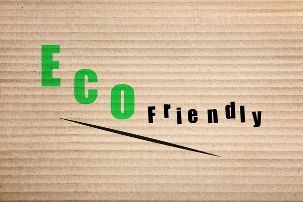 Phrase Eco Friendly Written Cardboard Top View — Zdjęcie stockowe