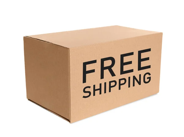 Cardboard Box Isolated White Free Shipping — Foto Stock