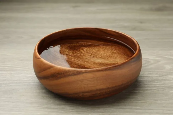 Bowl Water Wooden Table Closeup — Stok fotoğraf