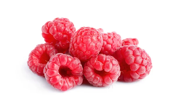 Fresh Red Ripe Raspberries White Background — Stock Photo, Image