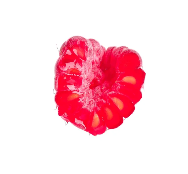 Half Fresh Ripe Raspberry Isolated White —  Fotos de Stock