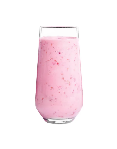 Tasty Raspberry Smoothie Glass Isolated White — стоковое фото