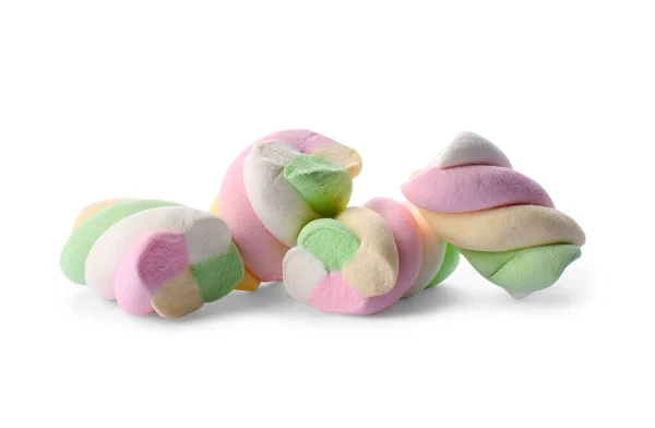 Pile Delicious Colorful Marshmallows White Background — Photo