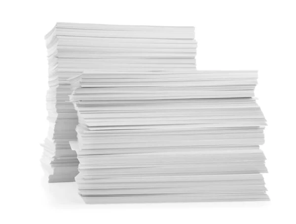 Hromádky Papírových Listů Izolovaných Bílém — Stock fotografie