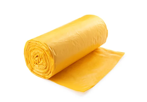 Желтые Мешки Мусора Изолированные Белом — стоковое фото