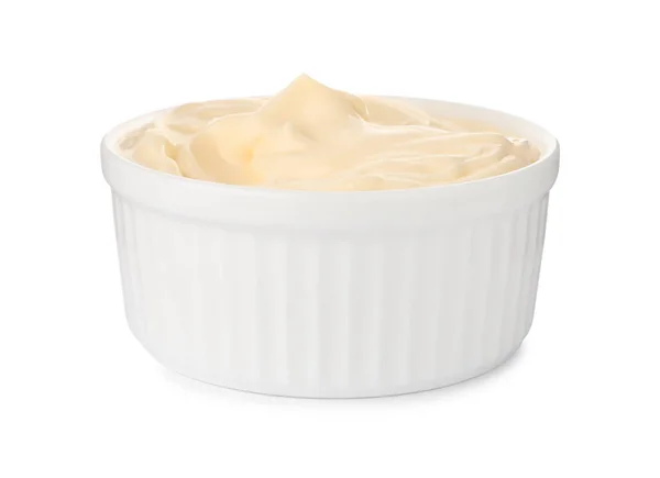 Tasty Mayonnaise Bowl Isolated White — Fotografia de Stock