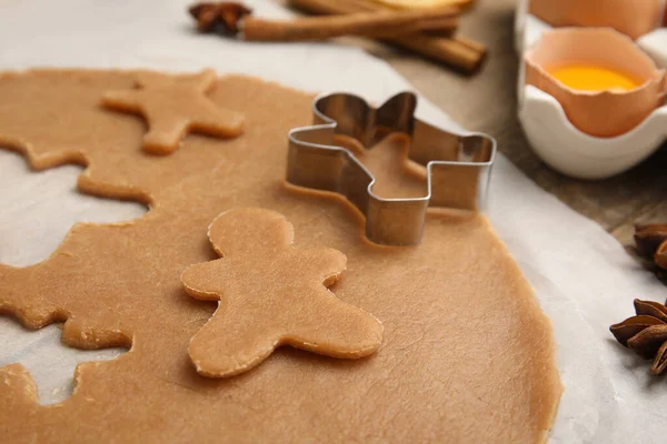 Dough Cookie Cutter Table Closeup — 图库照片