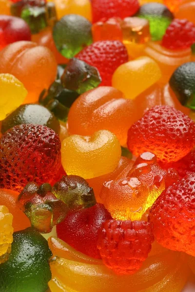 Mix Different Delicious Gummy Candies Background Closeup — Stock Photo, Image