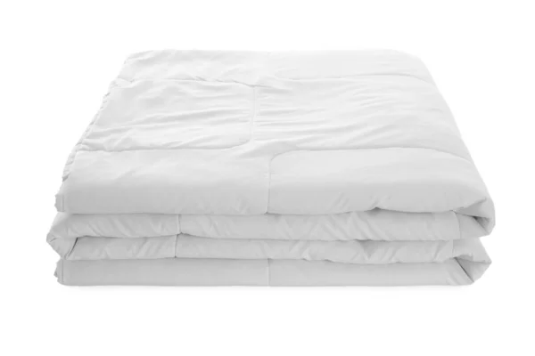 Складное Чистое Одеяло Изолированное Белом Бытовой Текстиль — стоковое фото