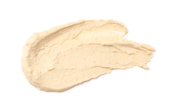 Rozmaz Smacznego Hummusa Izolowany Białym Widok Góry — Zdjęcie stockowe