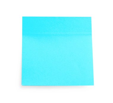 Blank light blue sticky note isolated on white. Space for text