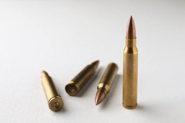 Bullets on white background, closeup. Space for text