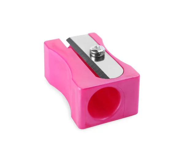 Plastic Pink Pencil Sharpener Isolated White — 스톡 사진