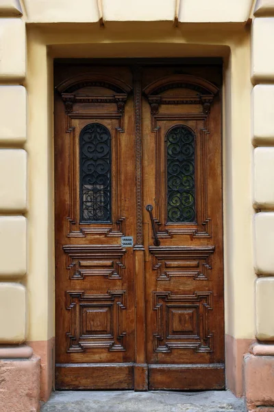 Entrance House Beautiful Wooden Door — Fotografia de Stock