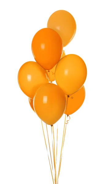 Bunch Orange Balloons White Background — стоковое фото
