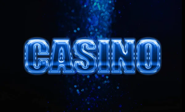 Word Casino Blurred Lights Darkness Bokeh Effect — Foto Stock