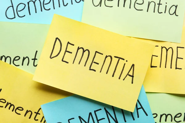 Paper Notes Word Dementia Background Top View — Stockfoto