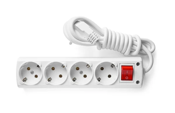 Power Strip Isolated White Top View Electrician Equipment — Stockfoto