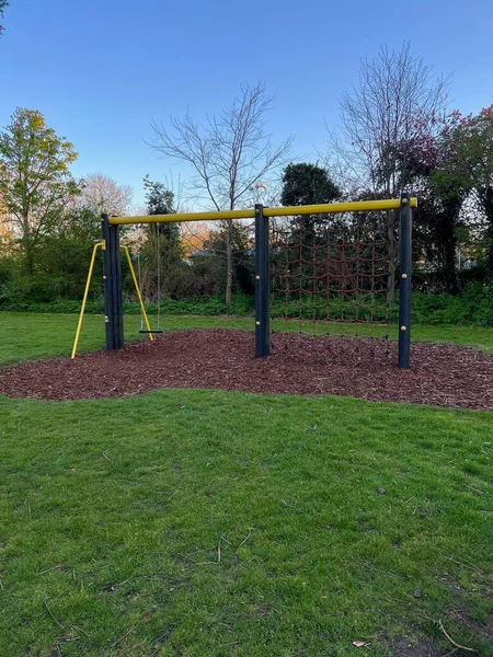 Swing Climbing Net Children Playground Park — Zdjęcie stockowe