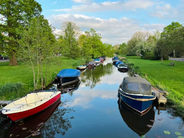 Beautiful View Canal Different Boats — Stock Fotó