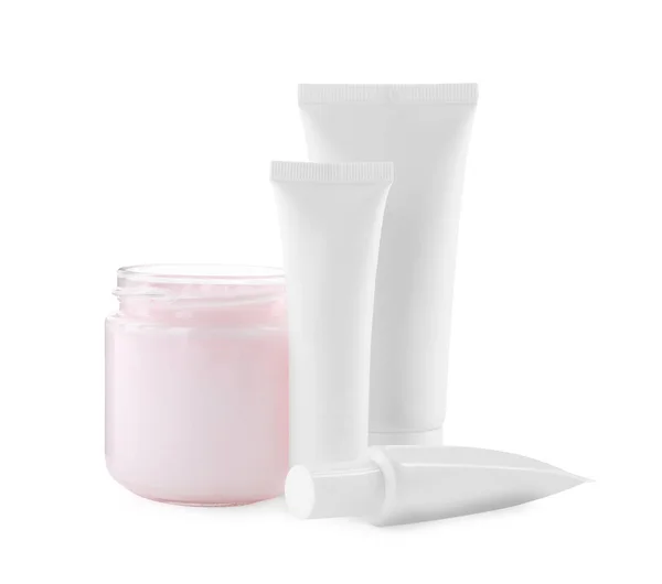 Jar Tubes Hand Cream White Background — Stock Photo, Image