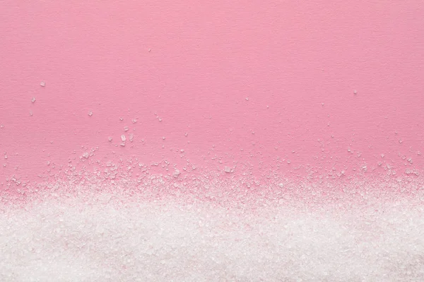 Granulated Sugar Pink Background Top View Space Text — ストック写真