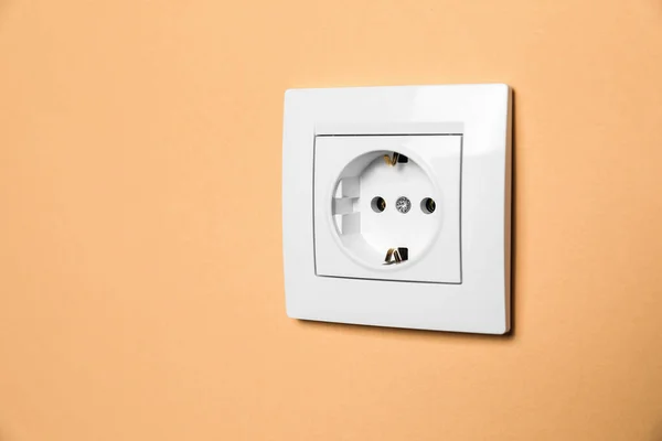 Power Socket Pale Orange Wall Space Text Electrical Supply — Foto de Stock