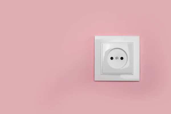 Power Socket Pink Wall Space Text Electrical Supply —  Fotos de Stock