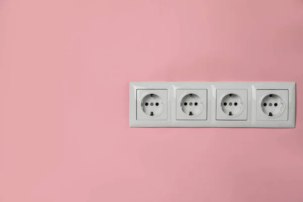 Power Sockets Pink Wall Space Text Electrical Supply — Stok fotoğraf