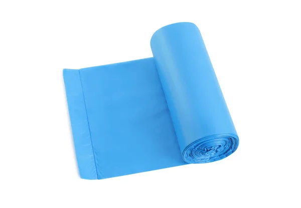 Roll Turquoise Garbage Bags White Background Cleaning Supplies — 스톡 사진