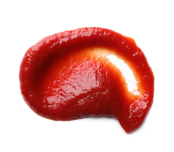 Esfregaço Ketchup Saboroso Isolado Branco Vista Superior — Fotografia de Stock
