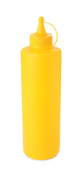 Plastic Bottle Spicy Mustard Isolated White — 图库照片