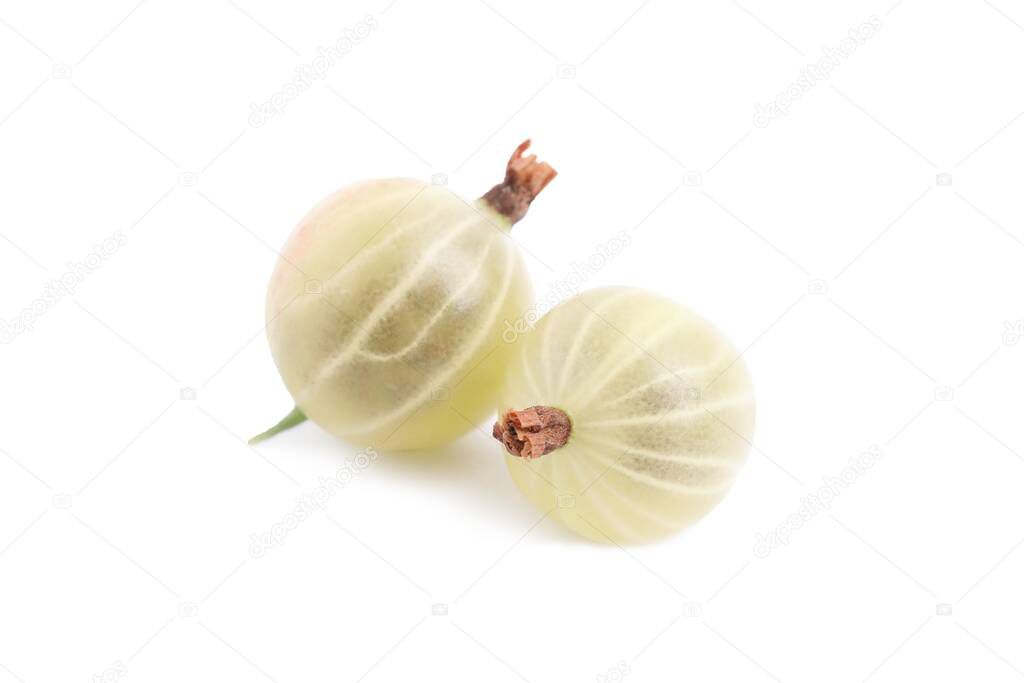 Two fresh ripe gooseberries isolated on white