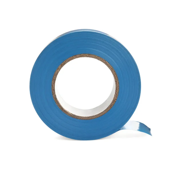 Котушка Світло Блакитної Ізоляційної Стрічки Ізольована Білому — стокове фото