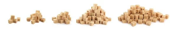Set Cubes Brown Sugar White Background Banner Design — Zdjęcie stockowe