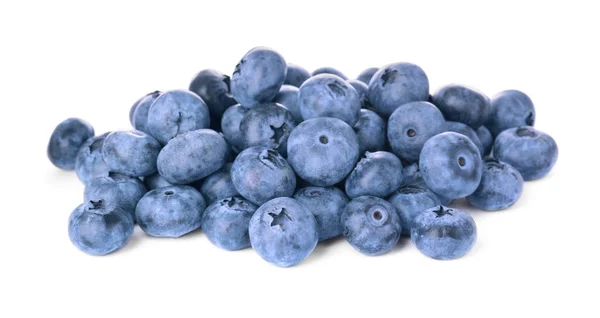 Pile Tasty Fresh Ripe Blueberries White Background — Photo