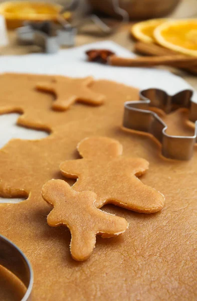 Dough Cookie Cutter Table Closeup — Stockfoto