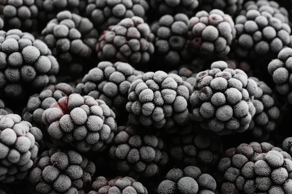 Tasty Frozen Blackberries Background Closeup View — ストック写真