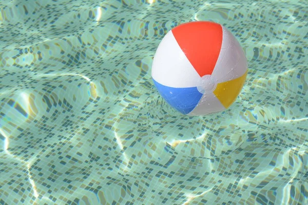 Inflatable Beach Ball Floating Swimming Pool Space Text — Fotografia de Stock