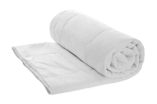 Rolled Clean Blanket Isolated White Household Textile — Photo