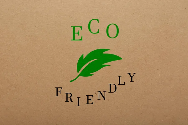 Phrase Eco Friendly Written Cardboard Top View —  Fotos de Stock