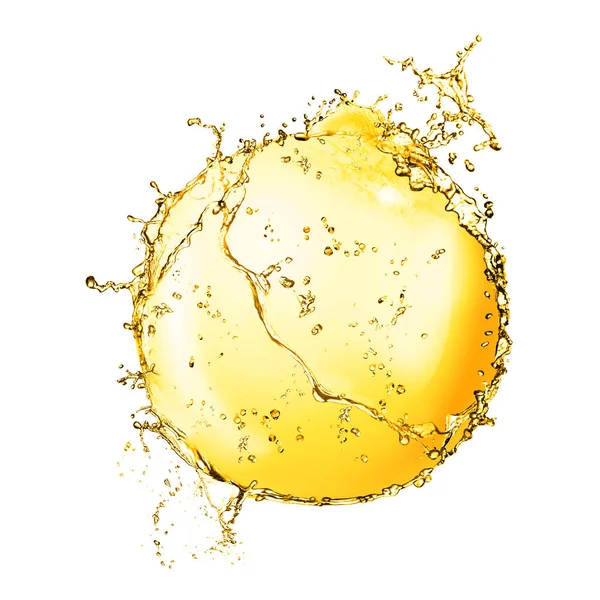 Abstract Splash Golden Oily Liquid White Background — Stock Fotó