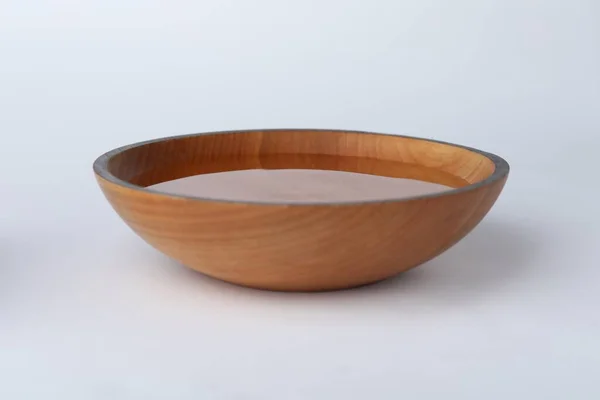 Wooden Bowl Full Water White Background — Stockfoto