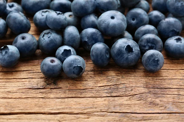 Many Tasty Fresh Blueberries Wooden Table Closeup — Stock Fotó