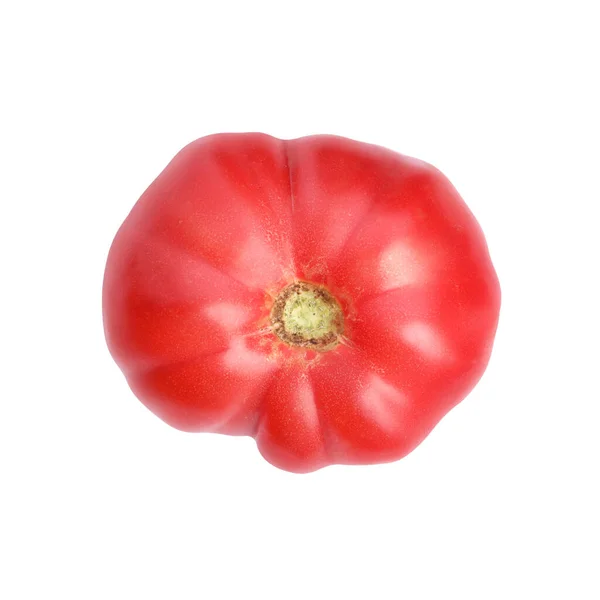 Whole Ripe Red Tomato Isolated White Top View —  Fotos de Stock