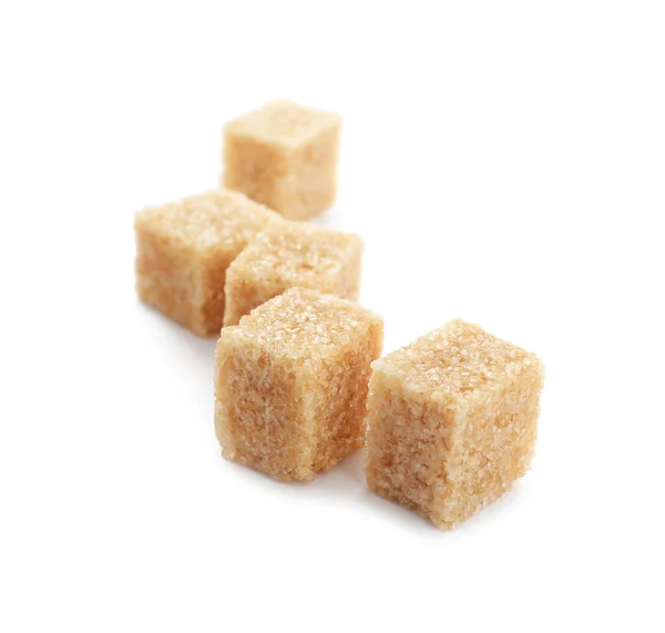 Cubes Brown Sugar Isolated White — Stock Photo, Image