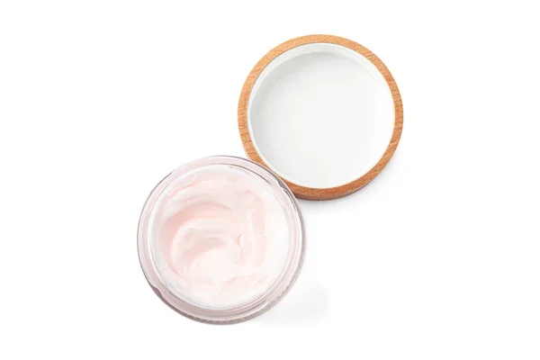 Jar Face Cream Isolated White Top View — Fotografia de Stock