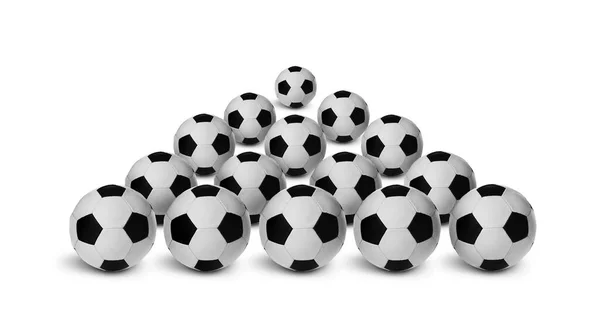 Many New Soccer Balls White Background Banner Design — Stock fotografie