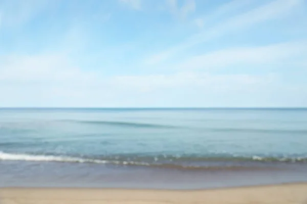 Blurred View Sea Shore Blue Sky Sunny Day — Stockfoto